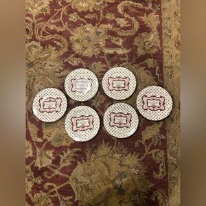 Tris Retro Inspired Lot Brown White Pink Polka Dot Patterned “Chocolate” Plates